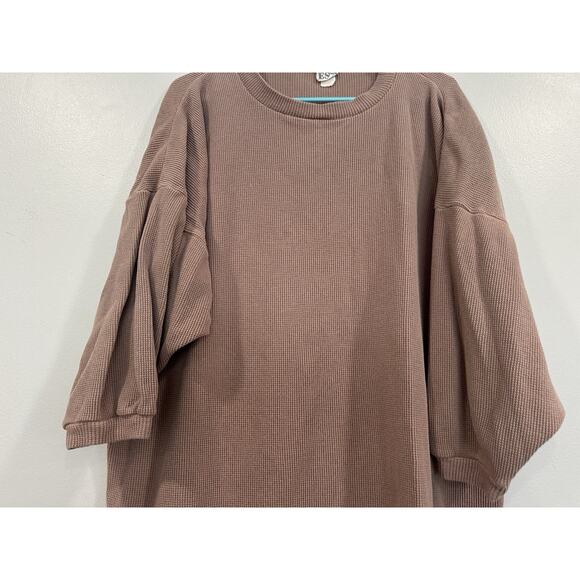 Fitigues 100% Cotton Tan Waffle Knit Crewneck Top One Size Vintage VTG - Picture 2 of 8